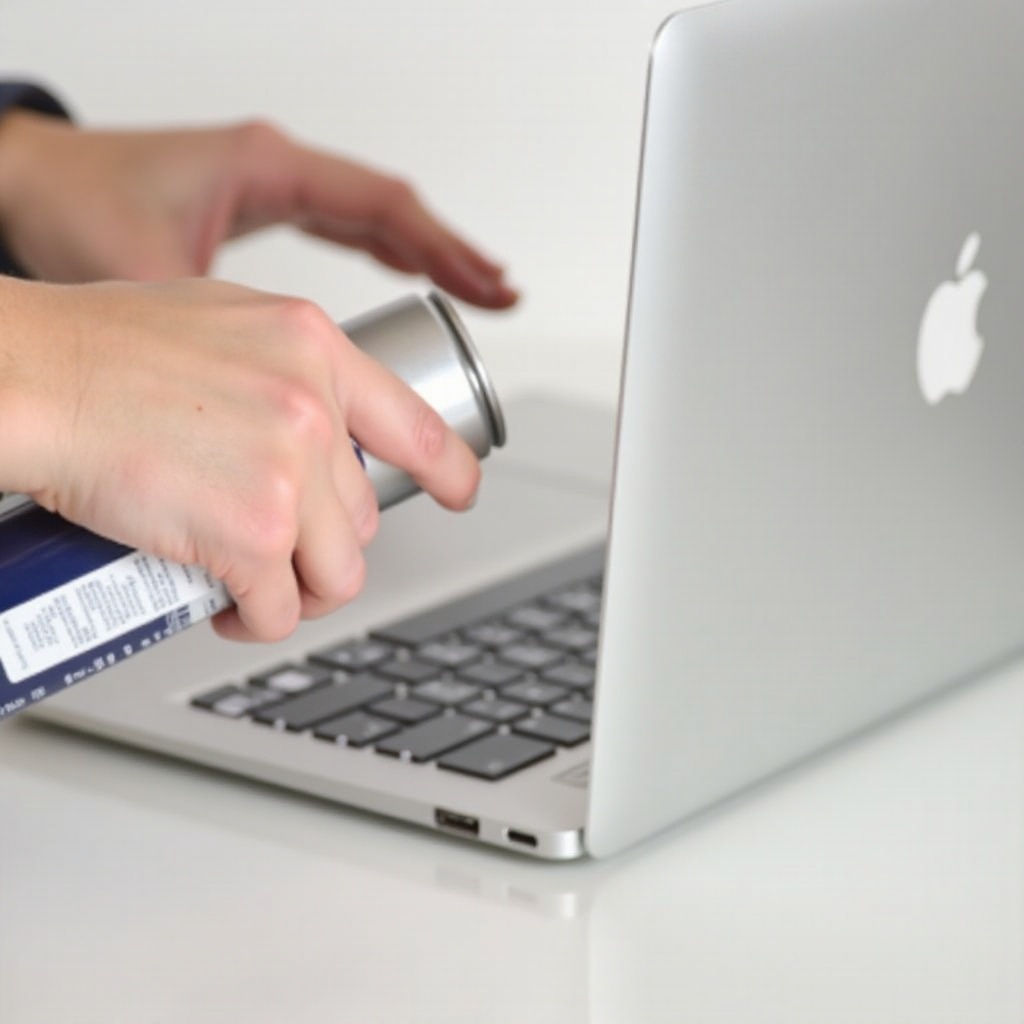 jak czyścić MacBook Air za pomocą sprężonego powietrza