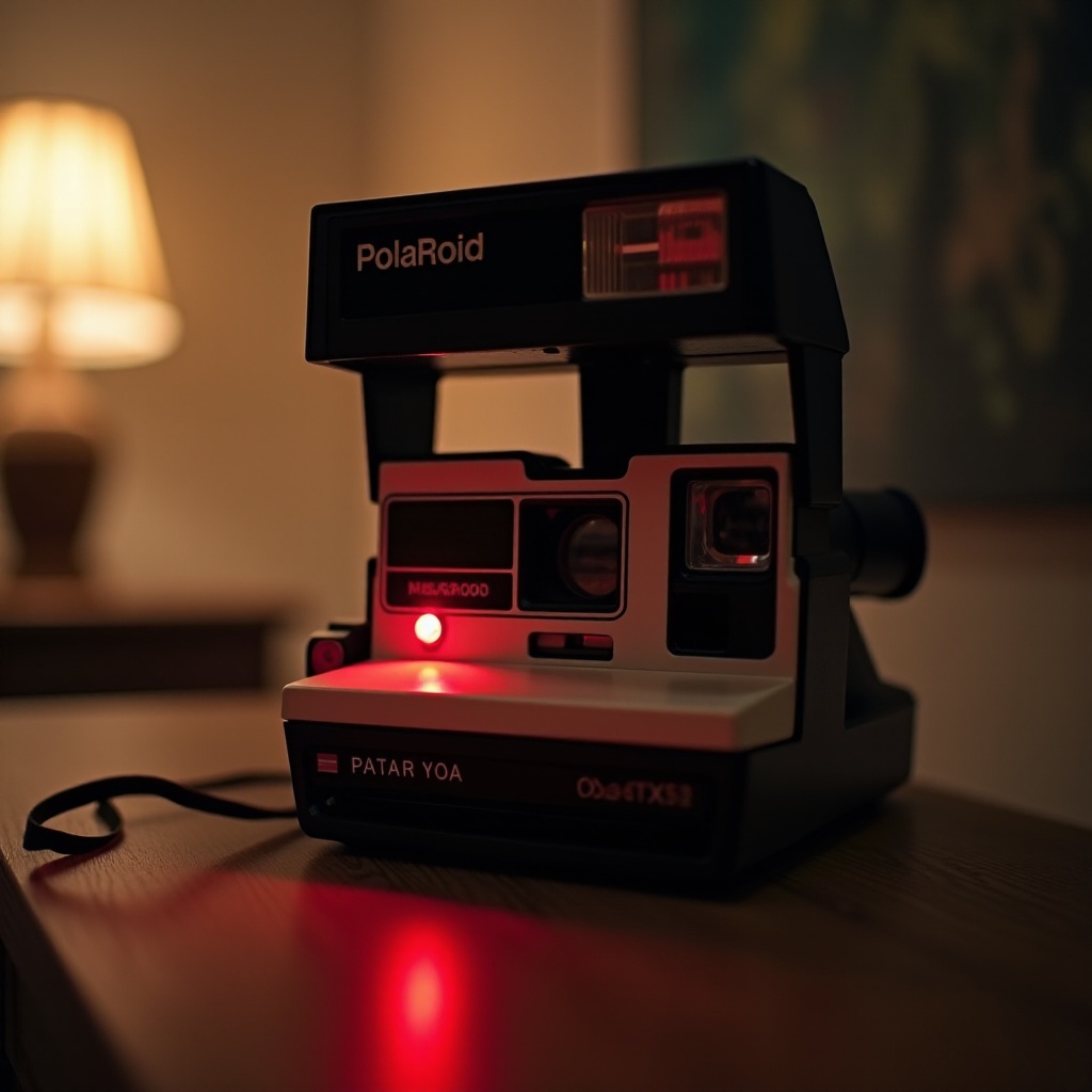 защо моят полароид фотоапарат мига в червено