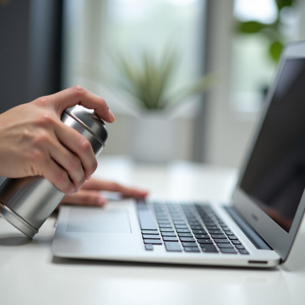 jak czyścić MacBook Air za pomocą sprężonego powietrza