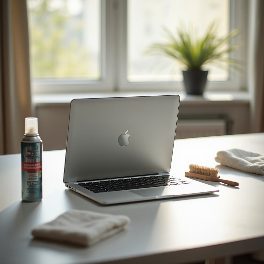 jak čistit MacBook Air pomocí vzduchového prachu