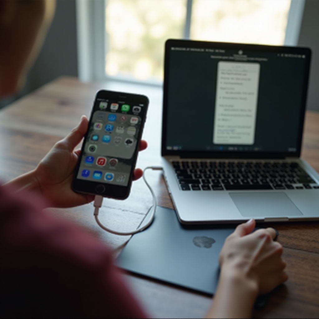 мога ли да свържа моя iPhone с моя MacBook с кабел